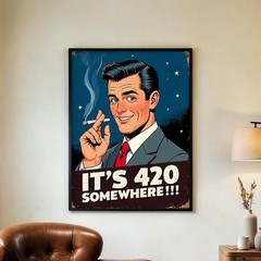 Its 420 Somewhere Poster Retro Stoner Wall Art Vintage Weed Pop Art Marijuana