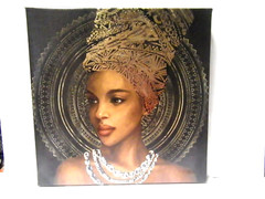 Modern Wall Art PRINT 8x8Canvas Black Gold African Pride Woman Decor FREE SHIP