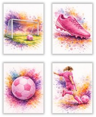 , Soccer Posters for Girls Room – Set of 4, ( 8×10 inches ) Unframed – Soccer…