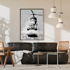 Black White Car Poster, Vintage Racing Wall Art, Monochrome Auto Decor