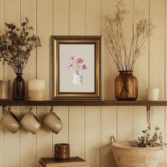 Vintage Gold Framed Wall Art Funny Bathroom Canvas Wall Art Toilet Paper Bota…