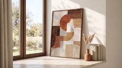 Boho Abstract Geometric Wall Art Earthy Tone Terracotta Print Poster Decor
