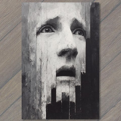 Art Print Distressed Horror Face Abstract Surreal Fear Portrait