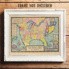 A New Yorker’s Idea of America 1935 Vintage Illustrated USA Map Wall Art