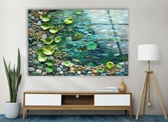 Mint Green Flower Petals Glass Wall Art