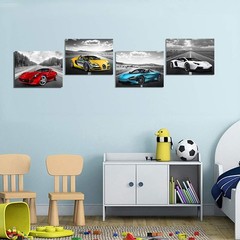 Framed Black & White Car Poster Wall Art – Sports Cars Decor for Teen Boys, Offi