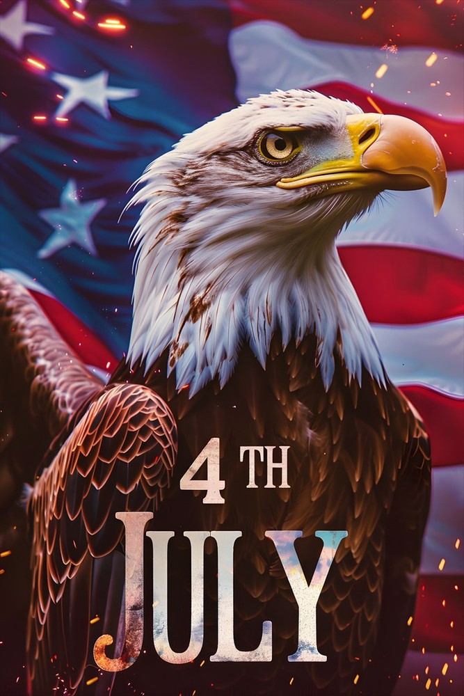 4th of July Eagle Tribute – 250 Years USA Firework Graphic – POSTER 20″x30″