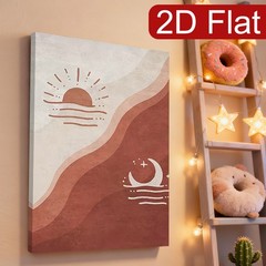 Canvas Art Framed Boho Sun Moon Wave Neutral Minimalist Home Wall Decor Gift