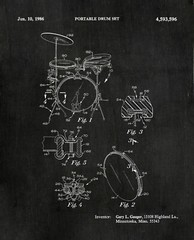 Set of 6 Drum Patent Prints 8×10 Drummer Room Decor Music Studio Poster Gifts
