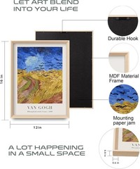 Iconic Van Gogh Framed Art Prints 3pc 12x16in Sunflowers Wheatfield Living Room