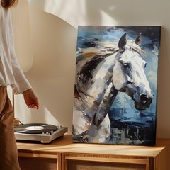 Wall Art Windswept White Horse Canvasabstract & Expressive Equestrian Art