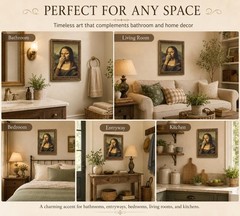 Amusing Vintage Mona Lisa Canvas Wall Art – Perfect for Bathroom Decor 9x11in