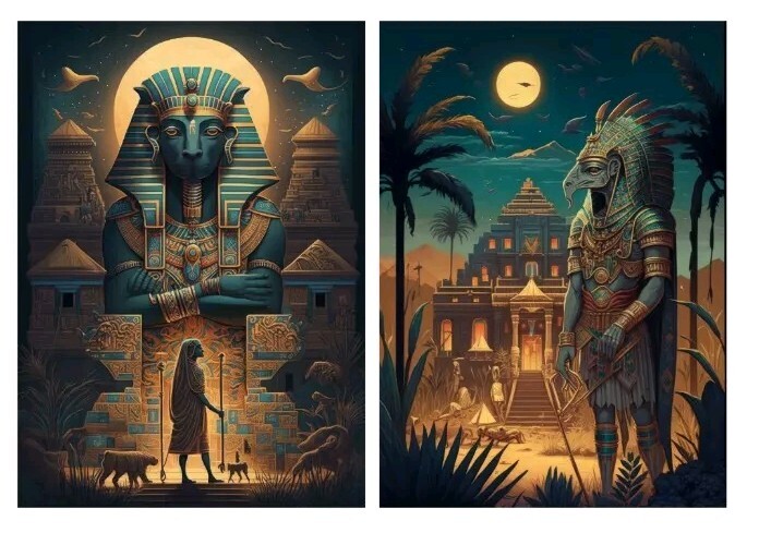 2 5×7 Egyptian Print Pictures Wall Decor USA Seller
