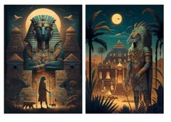 2 5×7 Egyptian Print Pictures Wall Decor USA Seller