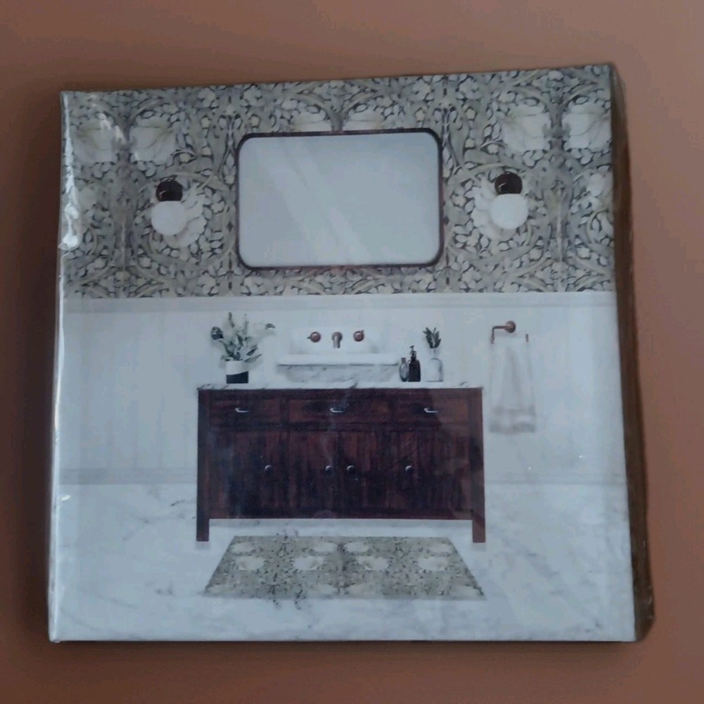 New Special Moments 9 in x 9 in Picture Bathroom Scene Canvas Wall Mount