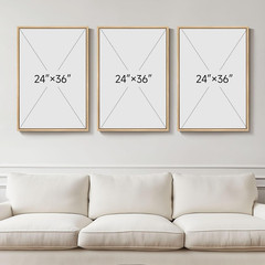 24X36 in 3 Piece Boho Canvas Wall Art Black White Minimalist Geometric Decor