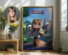 Custom Personalised Pixelated Kids Children Printable Unique Birthday Gift
