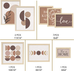 Aesthetic Modern Abstract Wall Art Set – 8 Framed Pictures for Home Decor