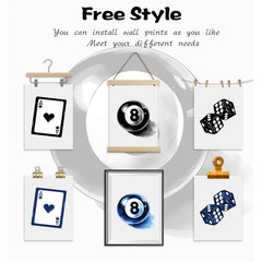 Playing Cards Dice 8 Wall Art Set of 3, Trendy Preppy Y2k 8 Game Room Posters…