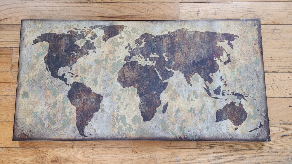 LARGE FRAMED «MCS Industries» World Map Wall Art Industrial Decor 48”x24”