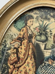 2 vintage Framed Victorian French Fashion Prints La Mode Illustree oval set