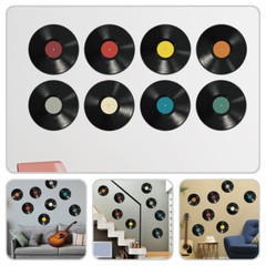 16PCS Wall Mount Record Stickers Decorative Records Wall Decors Room Decorations