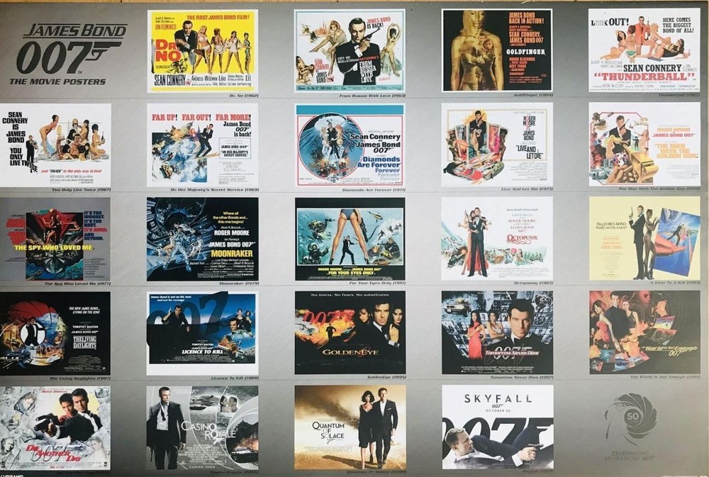 James Bond 007 Poster Large: 24″x36″ Wall Art Home Decor 23 Movies Montage – New
