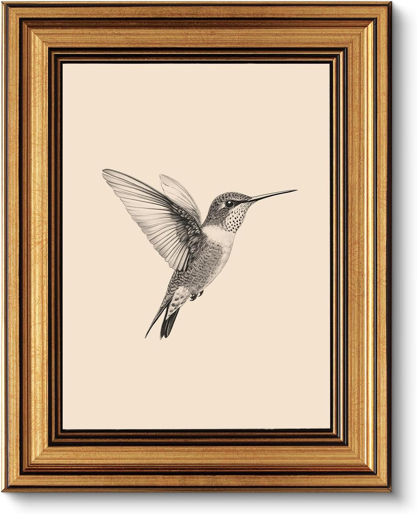 Vintage Gold Framed Wall Art for Living Room, Birds Canvas Prints Home Decor, Sk