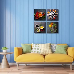 Colorful Spices and Spoon Vintage Canvas Prints Still Life Paintings Pictures