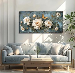 Large Panoramic Floral Canvas Wall Art Print – 48” X 24”