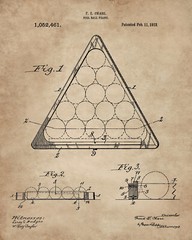 6 Billiards Patent Wall Art Prints – 8×10 in – Gifts for Pool Players Room Decor