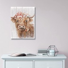 Waterproof Highland Cow Wall Art – Framed 12″ x 15″ Rustic Beauty