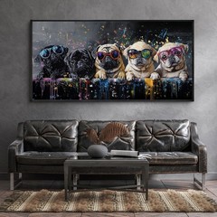 XLSJERST God Picturs Canvas Artwork 48×24 Inches – Cool Dog Graffiti Black an…