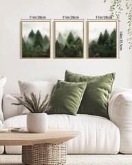 Fog Pine Tree Framed Wall Art Nature Nordic Green Forests Artwork Morden Pain…