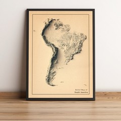 South America Map, South America 2D Relief Map – 2D Flat Print