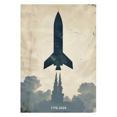 4th of July 1776-2026 – Retro Space Rocket Launch Moment Decor – POSTER 20″x30″