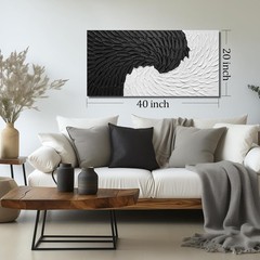Artistic Black & White 40″ x 20″ Abstract Canvas – Perfect for Office & Home
