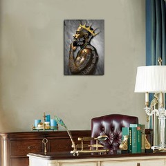 African American Wall Art, Black Man Portrait Canvas, Afro King Motivational Pri