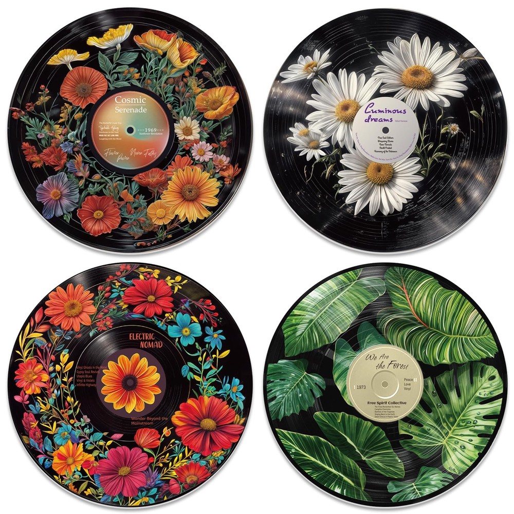 4PCS Vinyl Record Decor 12 Inch Record Decorations for Indie Hippie Room Deco…