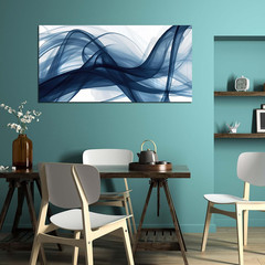 Modern Blue and White Abstract Wall Art for Bedroom and Office, 24″ x 48
