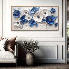 Blue and White Flower Canvas Painting Home Decor Wall Art Wall Mural Wall Poster