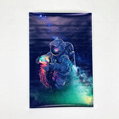 Astronaut Meeting UFO Space Poster Print Wall Art Home Decor Rolled Up 12″ x 18″