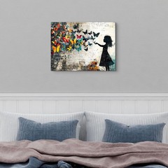Banksy Style Butterfly Canvas Wall Art Colorful Graffiti Butterflies Picture …