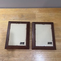 Vtg Kay Dee Handprints Framed Linen Art Pair Winter Boy Girl Americana Decor
