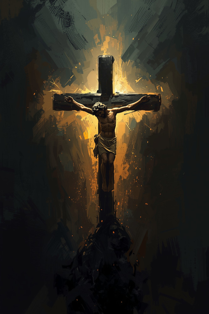 Christian Jesus Cross Dark Art 4×6 Photo Print Religious Painting Wall Art Decor