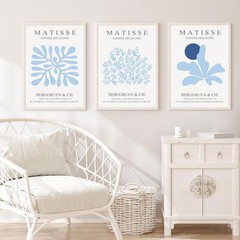 3Pcs Blue Coastal Wall Art Prints Coastal Granddaughter Aesthetic Wall Decor …