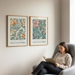 William Morris Floral Wall Art Set of 2 – Art Nouveau Botanical Prints