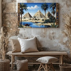 Egyptian Pyramids Tapestry Canvas Classical Ancient Egypt Wall Art