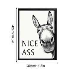 Donkey In Bathroom Wall Art Nice Ass Framed Picture Funny Restroom Decor