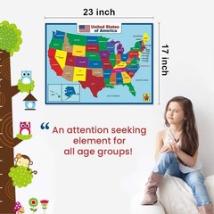 United States Map Laminated Poster – Dry Erase 18 x 24 Inch, Multicolor